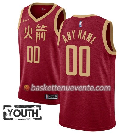 Maillot Basket Houston Rockets Personnalisé 2018-19 Nike City Edition Rouge Swingman - Enfant